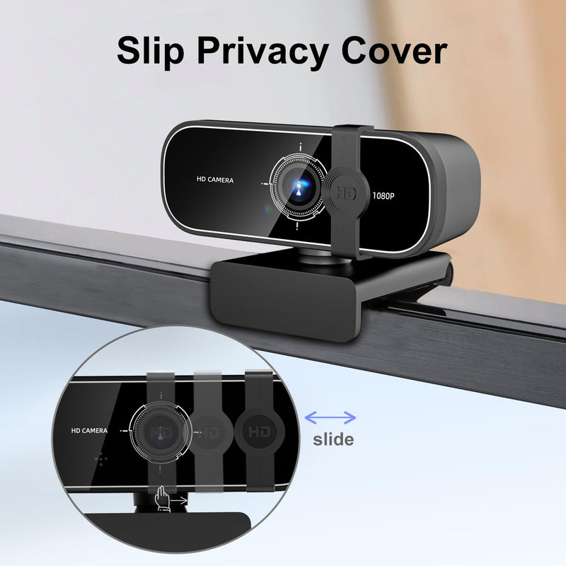 C28 1080P Webcam with Privacy Cover and Tripod Stand, PC Camera with Noise-Canceling Mic, Computer Camera with Auto Light Correction,Plug and Play, Web Camera for streaming, Zoom/Facetime Black