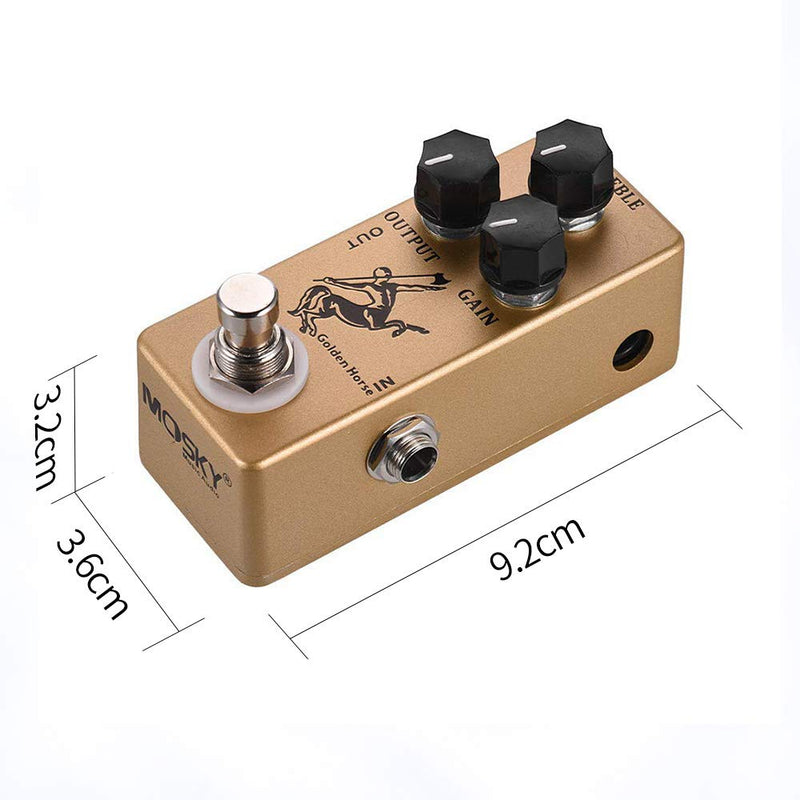 Overdrive Function Guitar Effect Pedal with True Bypass for Electric Guitar (Golden Horse) Golden Horse
