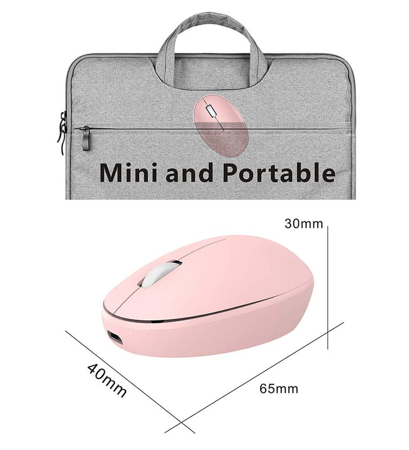 TENMOS Mini Rechargeable Wireless Mouse, 2.4GHz Optical Travel Mouse Slient Wireless USB Computer Mouse for Kids/Girls, Auto Sleeping, 3 Buttons, 1000 DPI Compatible with Laptop, PC, Computer (Pink) pink