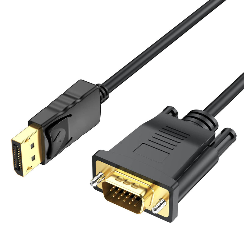DisplayPort to VGA Cable 10 FT, 2-Pack Display Port DP to VGA Adapter Cord Male to Male HD Video 1080P for Computer, Monitor, TV, Projector