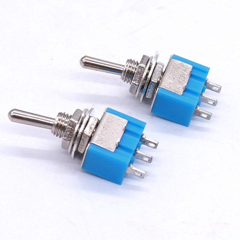 [AUSTRALIA] - Taiss / 10 pieces blue mini toggle switch on/off 3 position SPDT 3 pin MTS-103 3pin ON / OFF / ON 