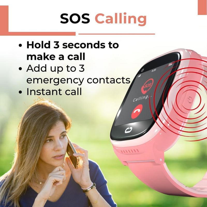 Smart Watch for Kids with GPS Tracker, Audio & Video Calling, SOS Alerts, HD Camera, Fitness Tracker, Parental Controls, Kids Smart Watch for Boys & Girls, Subscription Required (Pink) Pink