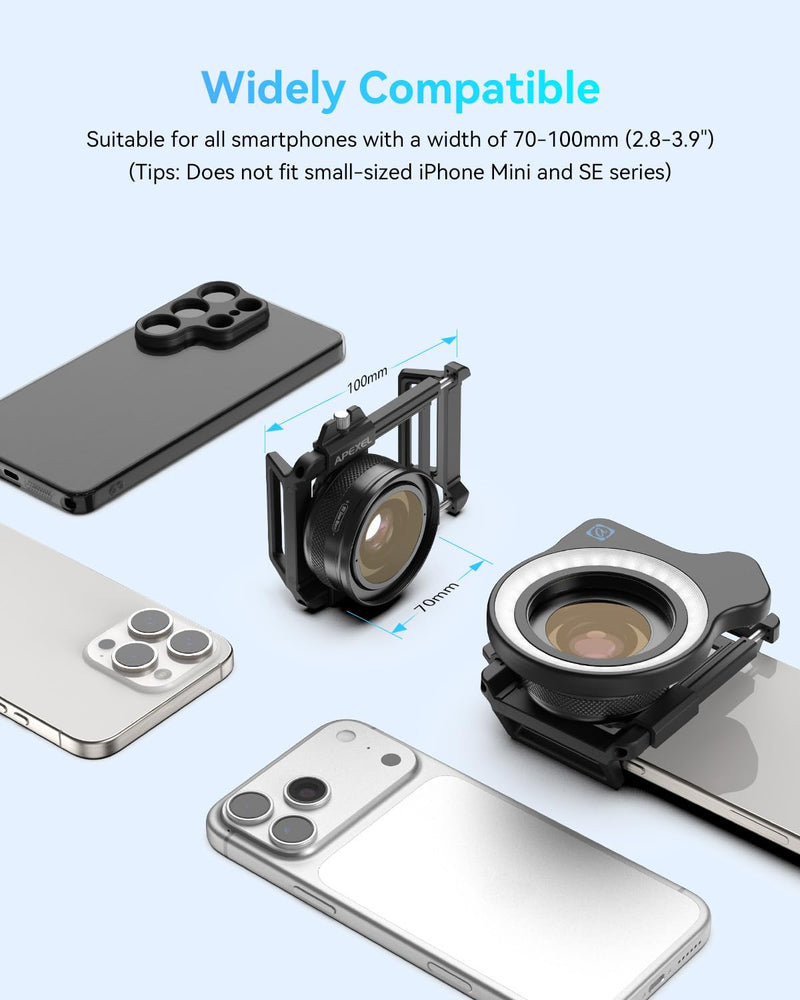 10-20X Zoom Macro Lens Kit with Fill Light for Smartphone | Macro Phone Lens with Universal Lens Clip, HD Macro Photography Lens for iPhone & Android Phone, Phone Macro Lens Attachment Blue