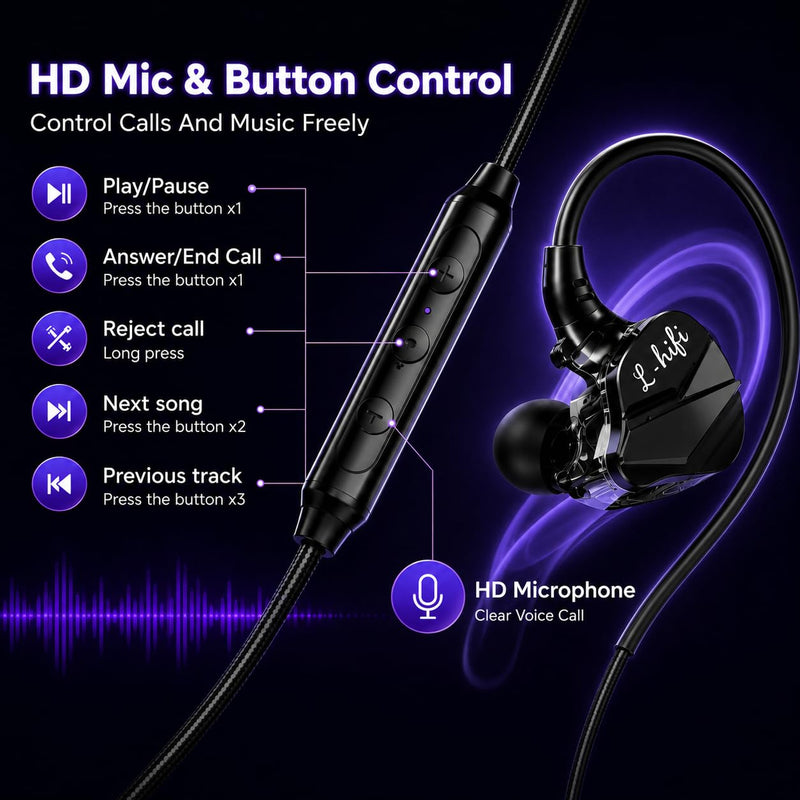 Wired Gaming Earbuds with Mic, Deep Bass in-Ear Headphones for PS5 PC Online Class(Black) Black