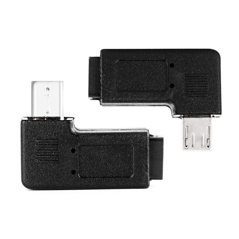 1 Pair Right Left Angle Micro USB Male 90 Degree USB Male to Micro Female Plug Adapters