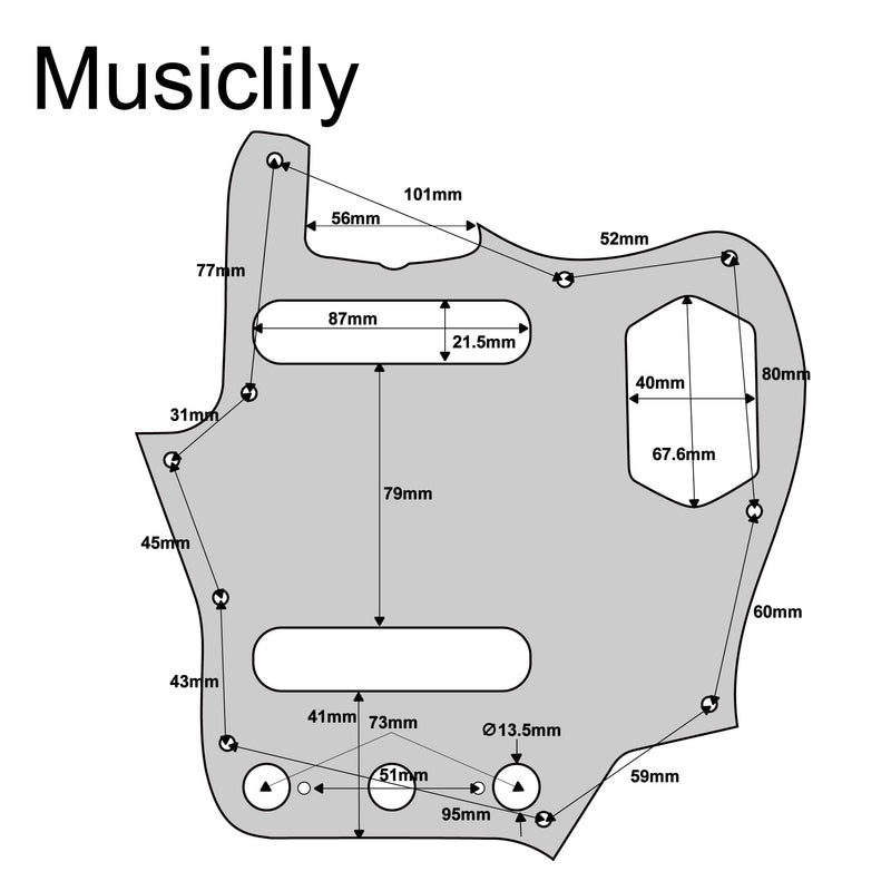Musiclily Pro 10-Hole 65 60s Vintage Style Guitar Pickguard for Fender American Jaguar, 4Ply Tortoise Shell