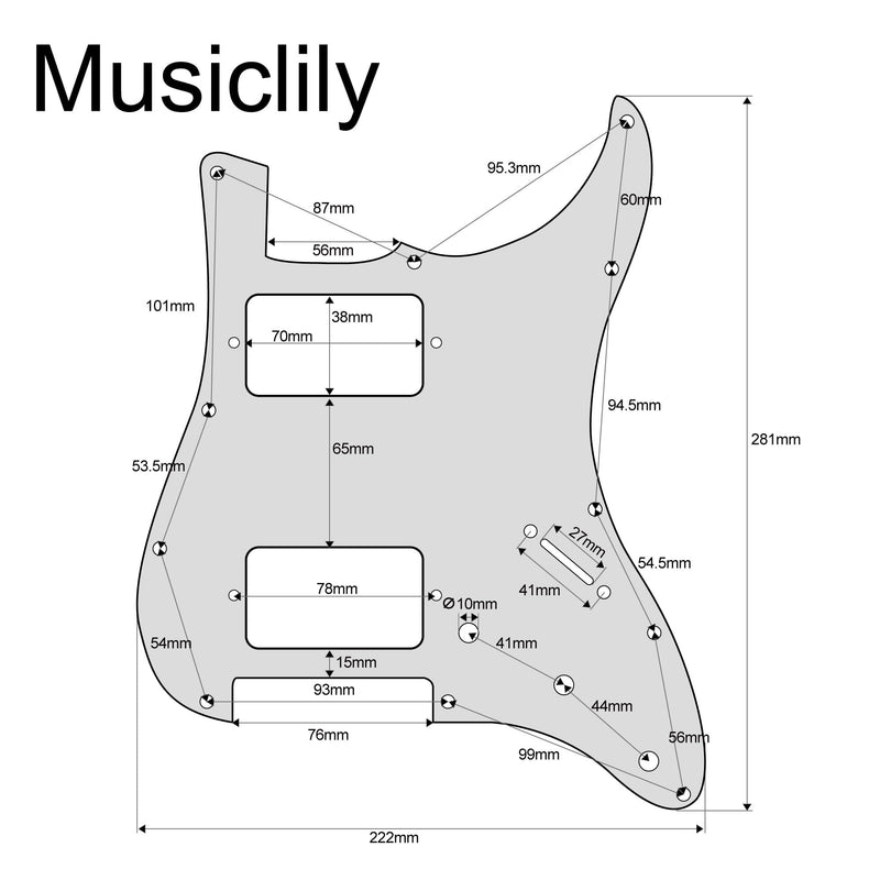 Musiclily Pro 11 Hole HH Strat Pickguard Humbucker Guitar Scratch Plate for USA/Mexican Made Fender Standard Stratocaster Modern Style, 3Ply Cream