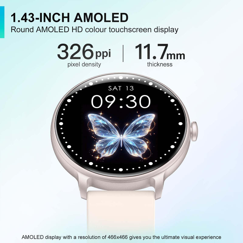 Smart Watch, 1.43'' AMOLED Smart Watches for Men Women (Answer/Make Call), Fitness Tracker with Heart Rate/Sleep Monitor, IP68 Waterproof Activity Tracker, Pedometer for Android iOS