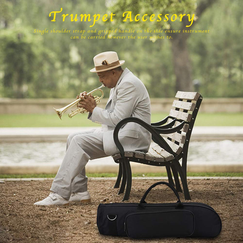 Alomejor Trumpet Bag Oxford Cloth Shockproof Trumpet Case with Shoulder Strap and Gripped Handle for Trumpeter Black