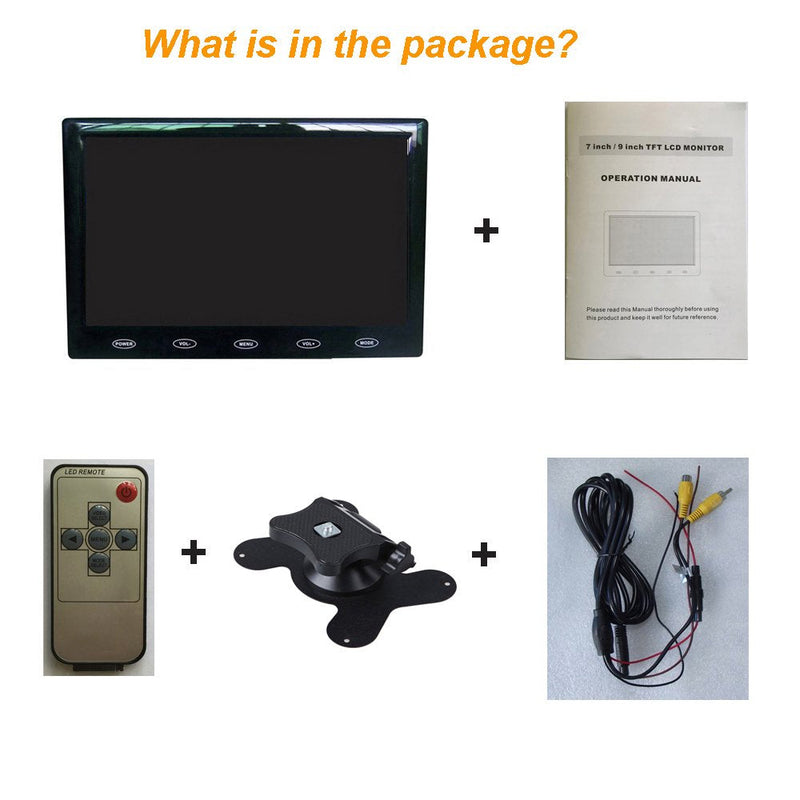 [AUSTRALIA] - 9'' Ultra Thin HD 800480 TFT Color LCD Screen 2 Video Input Car Rear View Headrest Monitor DVD VCR Monitor with Remote Control and Touch Button 