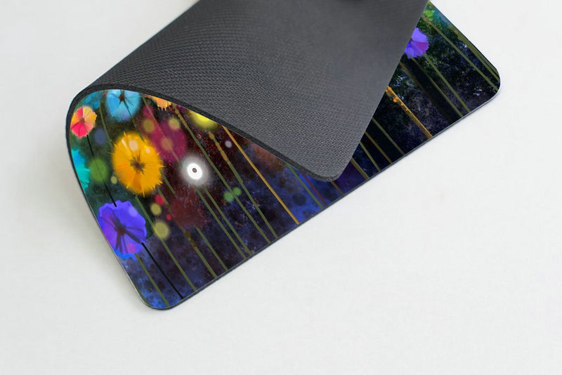 Smooffly Watercolor Nature Landscape Floral Mouse Pad, Blossom Plants Herbs Garden Scene Colorful Spring Petal Flowers Personalized Mouse Pads SM-26