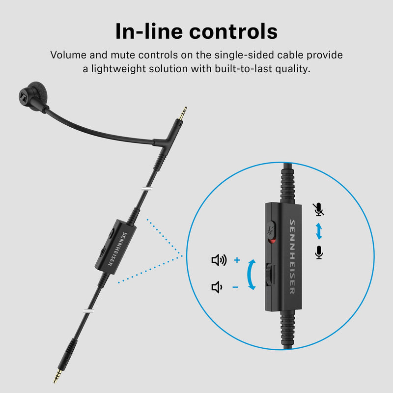 Sennheiser HD 500 BAM, Plug-in Boom Arm Mic for Gaming, Volume Controls
