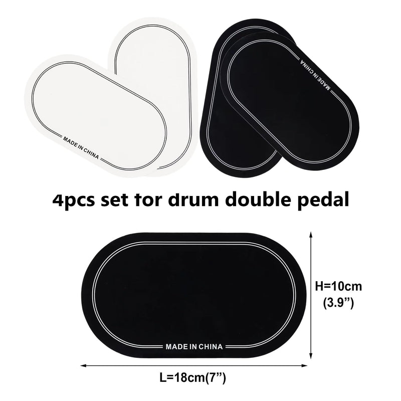 [AUSTRALIA] - Rockhouse 4Pcs Bass Drum Double Pedal Patch, Self-Adhesive Drumhead Protector Stickers Mute Pad for Kick Drum Percussion Accessories (Black+Wihte) 