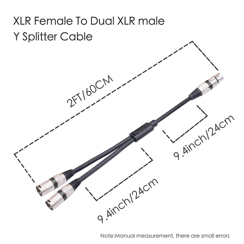 5Pack 5 Color 1.5FT XLR Female to Dual Male Y Splitter Cable, Female to 2 Male 3Pin-XLR Y Cable,Splitter 3Pin 1 F to 2 M for Micphone Mixer 1 XLR F To 2 XLR M 1.5FT 5Pack