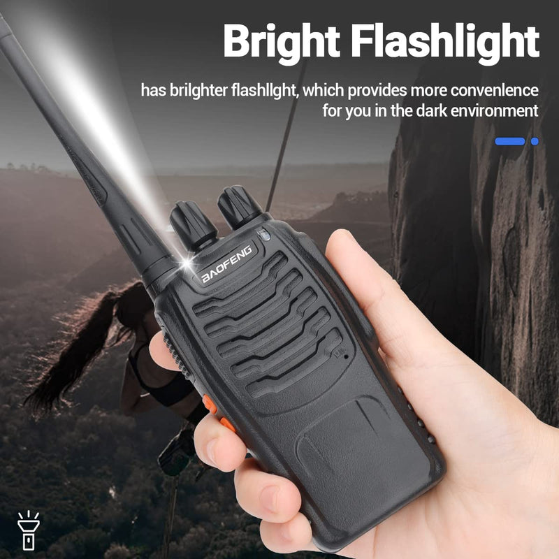 Baofeng Walkie Talkies Long Range Walkie Talkie for Adults with Earpiece Mic Rechargeable 2-Way Radios Handheld Two-Way Radios Transceiver Kids Walky Talky with USB Base Charger for Camping 2pcs with earpiece