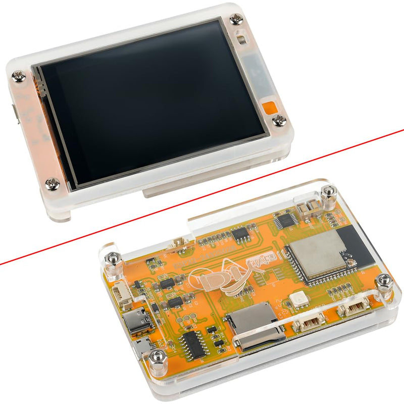 2.8 inch Yellow Display ESP32-2432S028R ESP32 Resistive Touchscreen 240x320 TFT LCD Module ESP 32 Development Board + Acrylic Case for Arduino (Pack of 2)