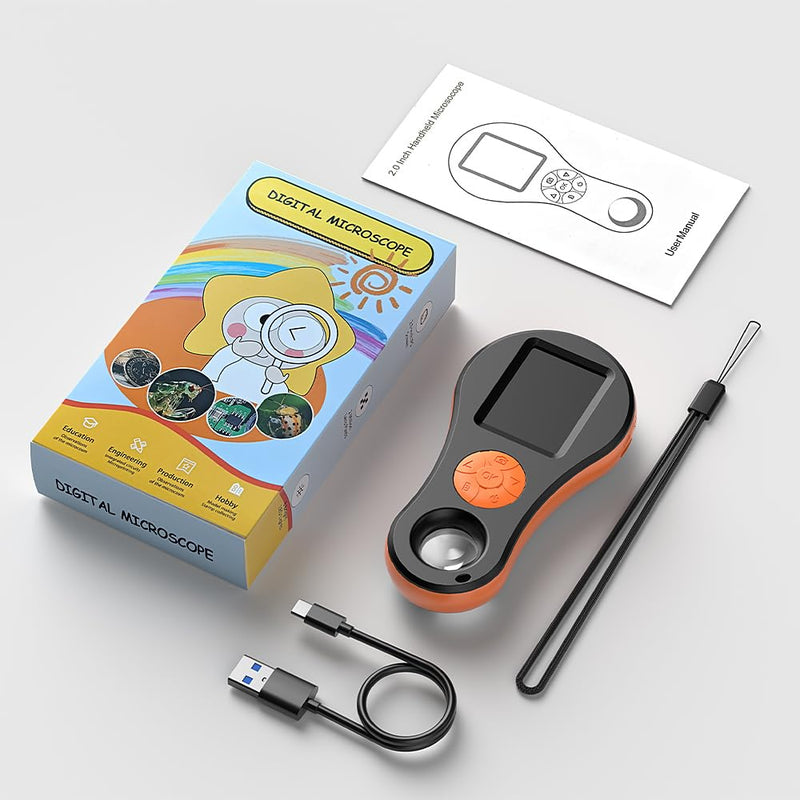Digital Microscope Handheld 2.0 inch IPS Color Screen,Portable Digital Magnifying Glass,Marco Microscope for Kids,Built-in 8LED Lights,USB Compatible with PC Windows, Mac OS