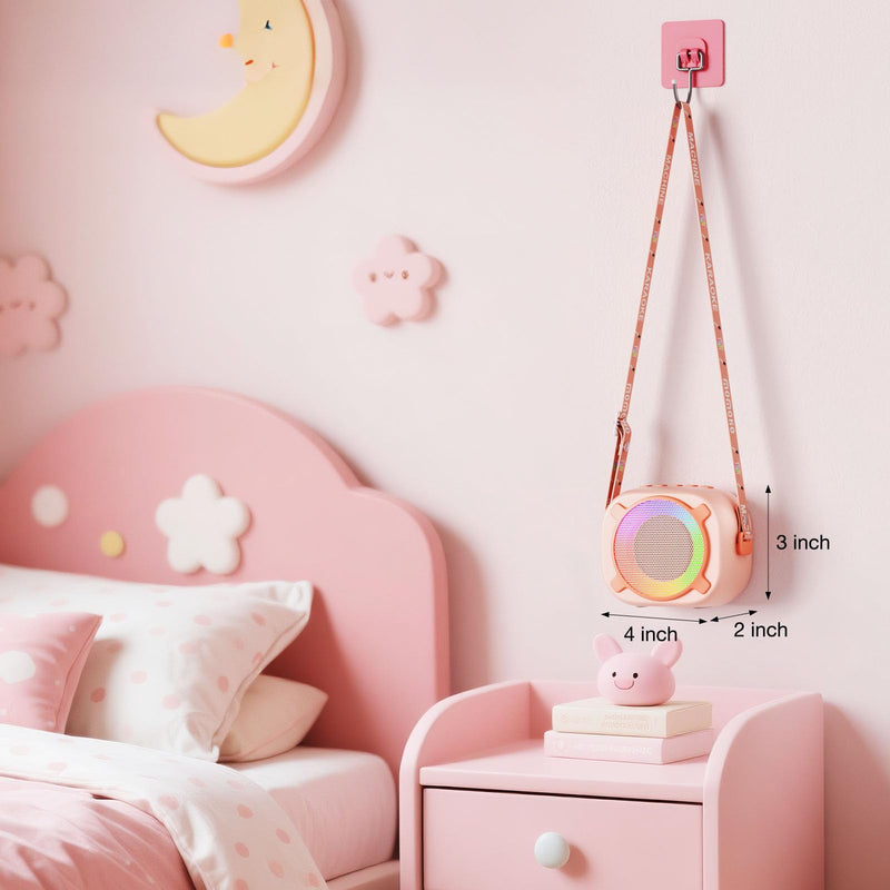 Siren K1 Mini Karaoke Machine for Kids, Portable Bluetooth Speaker with 2 Wireless Mics & Party Lights, Magic Voice Effects for 3-12 Year Old Girls & Boys (Pink)