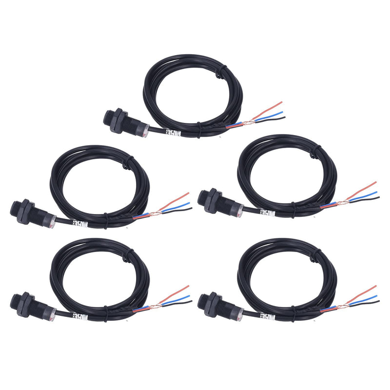 5pcs Hall Effect Sensor NPN Normally Open 10mm Sensor Hall Effect Proximity Sensor Switch DC 5-30V for Position Measurement of Pneumatics, Hydraulics, Cylinder and