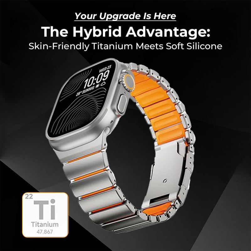 Titanium Watch Band for Apple Watch Ultra 3/21 49mm - Hybrid Silicone Lining & Secure Buckle - Adjustable Lightweight Metal Strap for Active & Formal Use, Anti-Slip, No Hair Pull