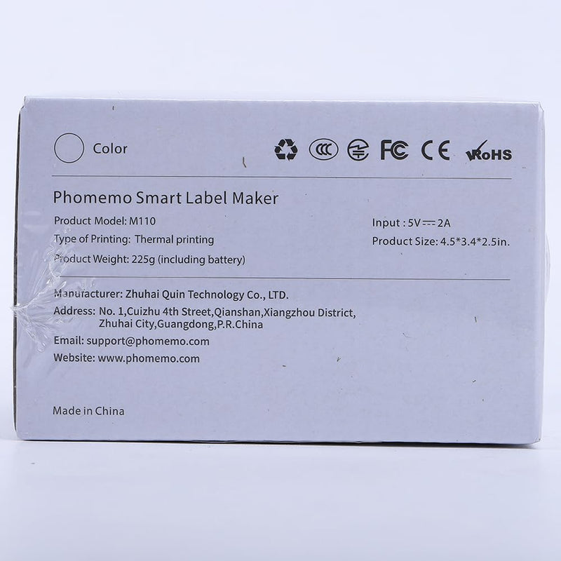 Phomemo M110 Label Makers - Barcode Label Printer Bluetooth Portable Thermal Printer for Small Business, Address, Logo, Clothing, Mailing, Sticker Printer for Phones & PC, Black 1 Printer + 1 Roll Label