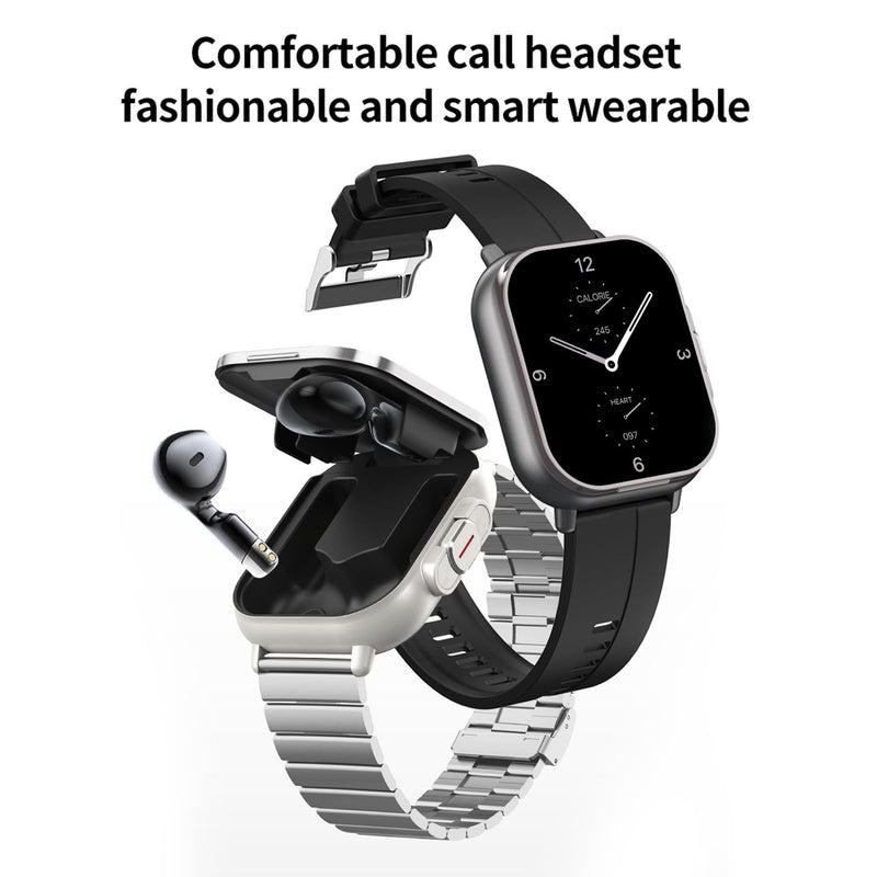 Zopsc 2 in 1 Smart Watch with Earbuds, 2.01in HD Touch Screen | Bluetooth Call Smartwatch, Fitness Tracker with Heart Rate Monitor, Magnetic Charging for iOS , Built-in Earbuds