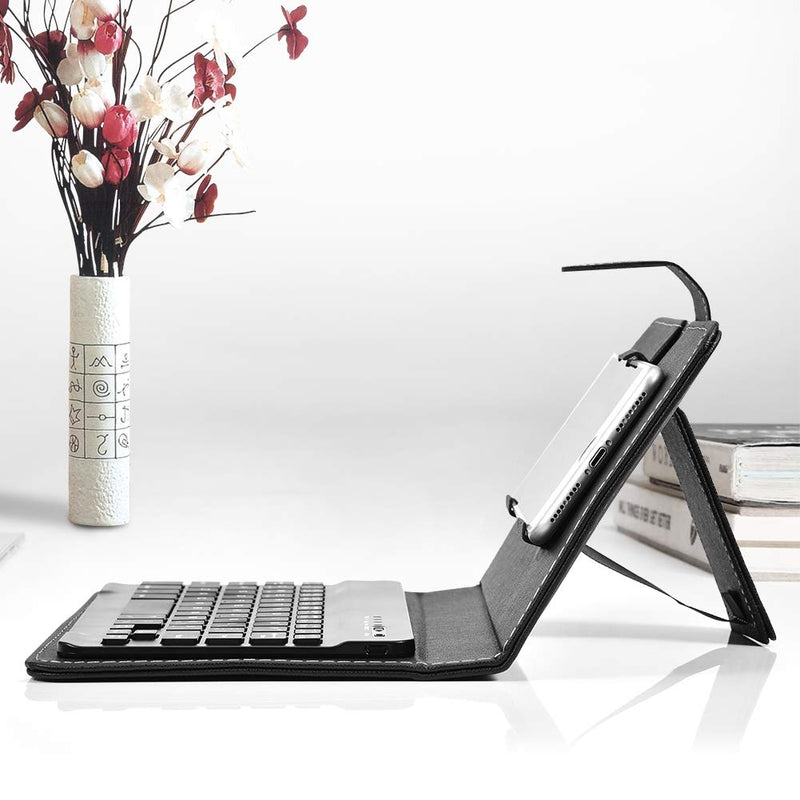 Wireless Bluetooth Keyboard for Phone, Mini Portable Bluetooth Keyboard with A Protective Case Foldable Keyboard for Width of 6 9.5cm Bluetooth Cell Phone(Black)