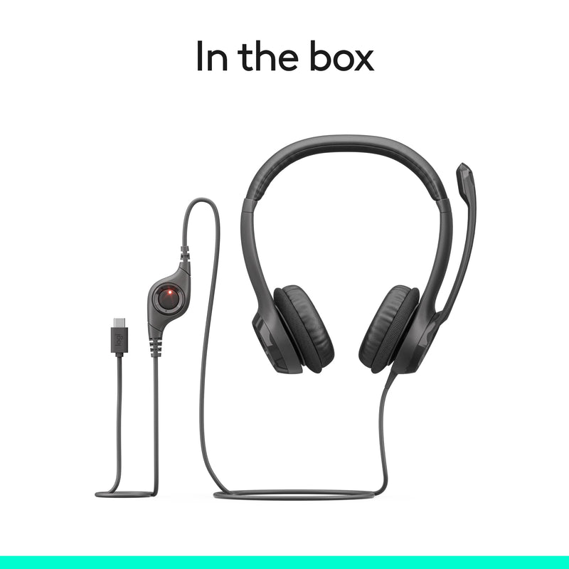 [AUSTRALIA] - Logitech H391 Wired Headset for PC/Laptop, Stereo Headphones with Noise Canceling Microphone, USB-C, in-Line Controls, Works with Chromebook - Graphite 1 Pack 