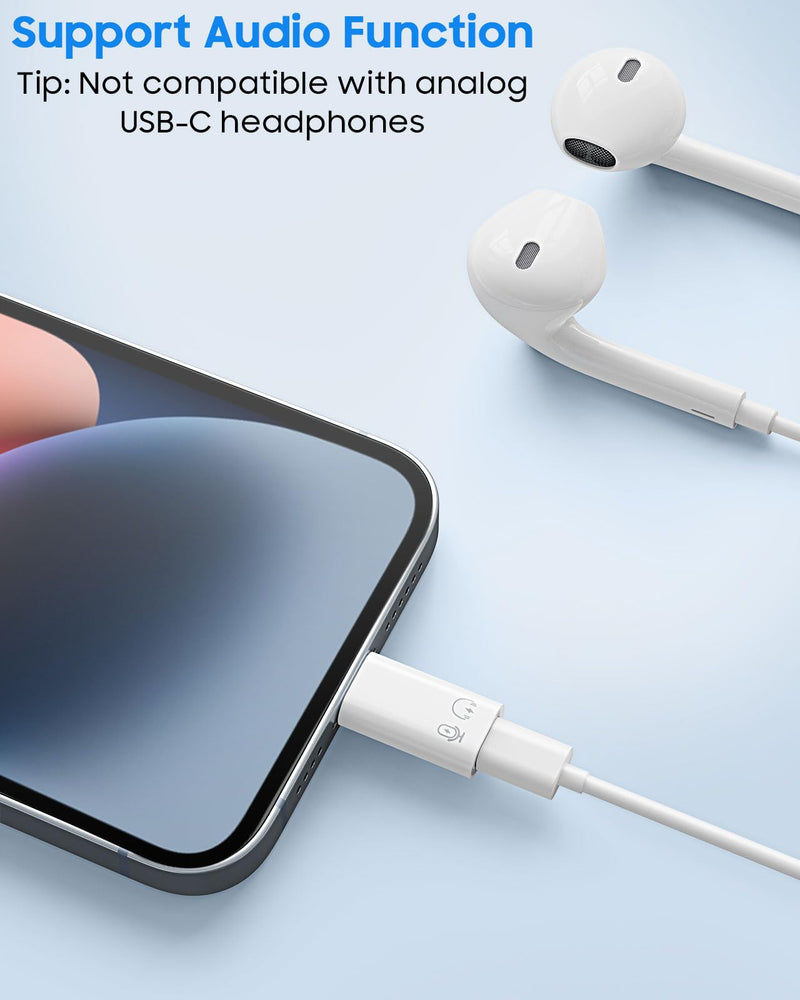 [AUSTRALIA] - MoKo USB C Female to Lightning Male Adapter, Lightning Male to USB-A Female OTG Adapter Connector for iPhone 14/13/12/11 Pro Max/iPad/iPod/AirPods, Support 10W Fast Charging/Data Transfer/Audio White 
