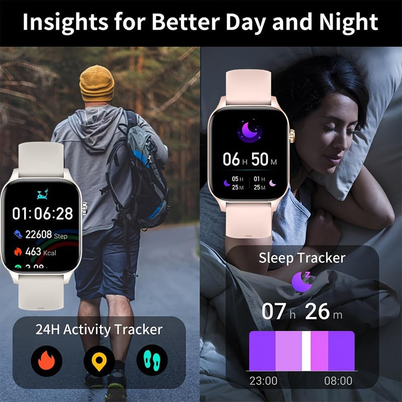 Smart Watch for Android iOS Phones Compatible with iPhone Samsung, 2.01'' Touchscreen Fitness Tracker Smartwatch with Call/SMS/Heart Rate/Pedometer for Men Women (Black1)