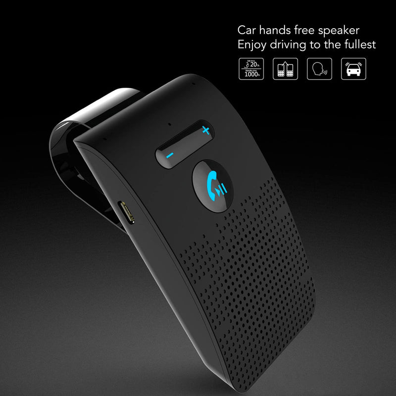 Bluetooth Car Speakerphone, Car Speaker Bluetooth Speakerphone Wireless Sun Visor Audio Receiver Adapter Handsfree Mp3 Speaker with Back Clip for Handsfree Talking