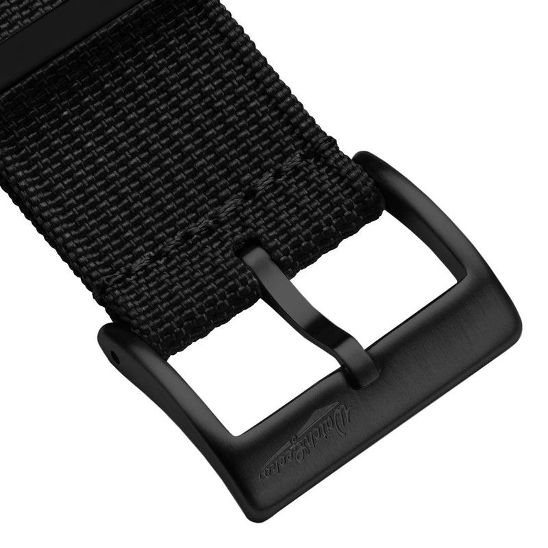 WatchGecko Ridge Nylon Watch Strap | Military Style Nylon Replacement Watch Band, Ridged Texture, Rugged, Quick-Drying And Secure For Outdoor Activities. Black & PVD Black Buckle 20mm