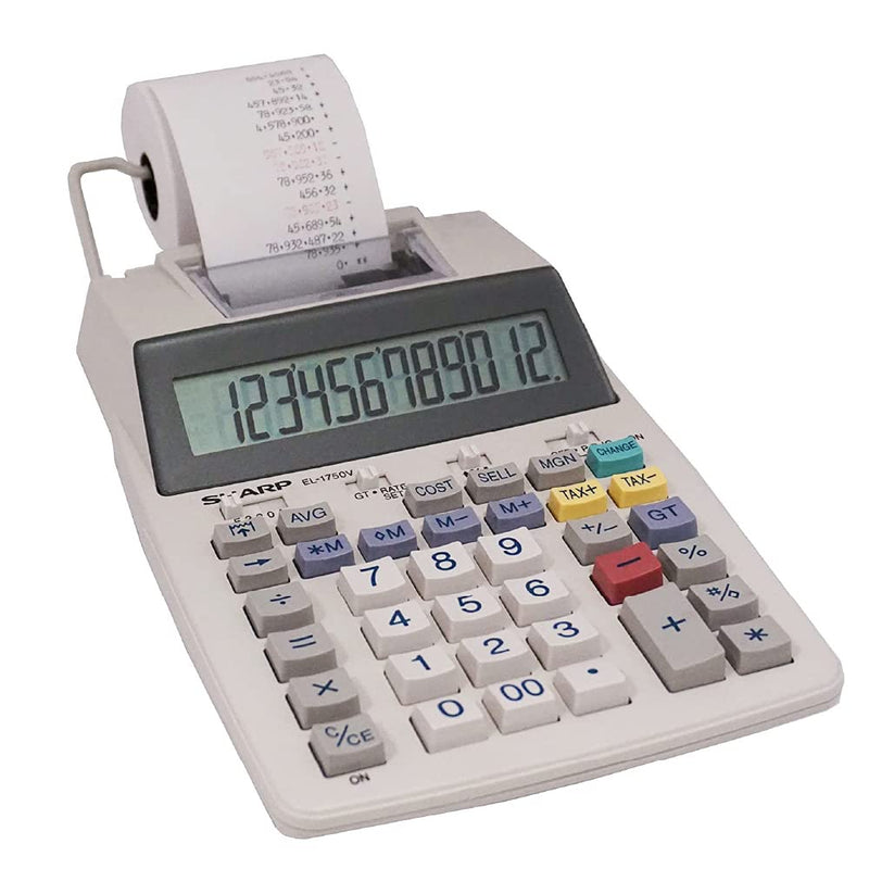 Sharp SH-EL1750V Printing Calculator, Black/Red