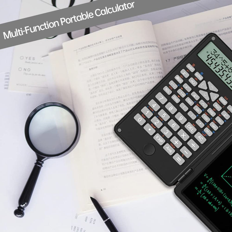 [AUSTRALIA] - 2 in 1 Scientific Calculator with Writing Tablet, Desktop Pocket LCD Science Calculator Notepad Professional Financial Calculator for Home School Office Business(White) White 