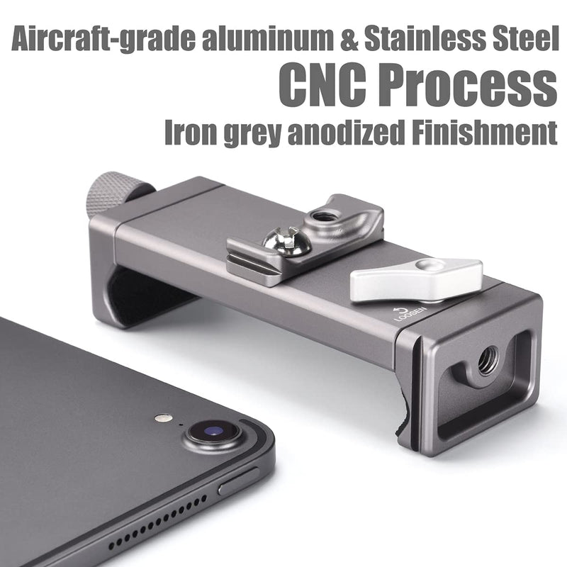 SHINEWEE Full Metal Tablet Tripod Holder - Compatible with iPad mini/Air/Pro | 1/4" Screw & Arca-Swiss Dovetail Mounts | Universal Tablet Clamp Adapter