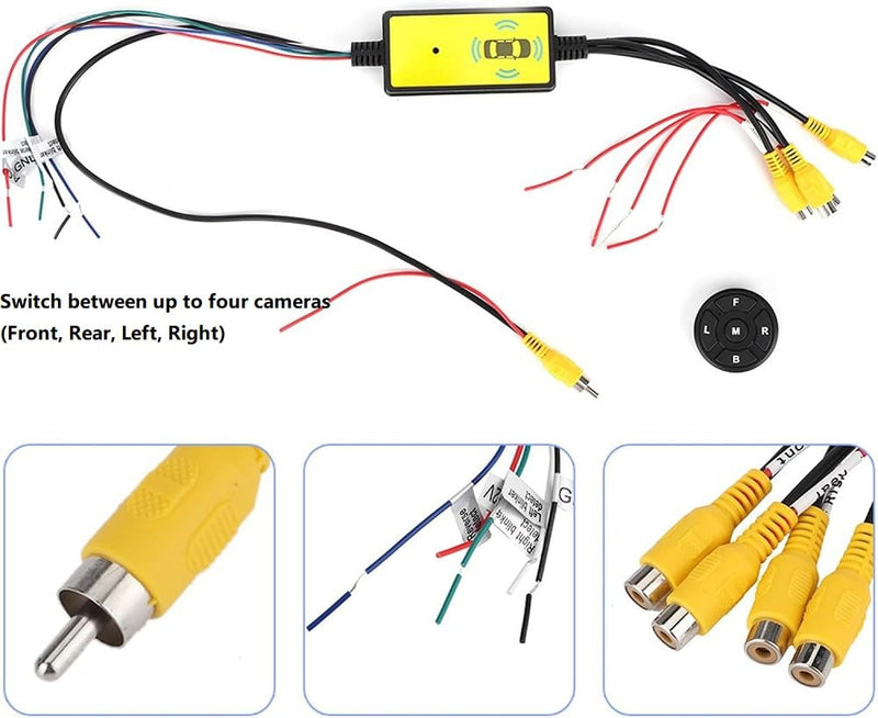 Video Switcher Intelligent Multi-Function 4-Way Car Video Switcher Converter Output Switch for Cars, Trucks, RVs