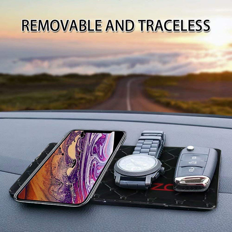 Sticky Dash Pad (4 Pack), Removable and Traceless Car Dashboard Mat with Heat Resistant, Sticky Non-Slip Dashboard Gel Pad for Cell Phone, Sunglasses, Keys, Coins and More (Size: 5.9" x 3.5") middle
