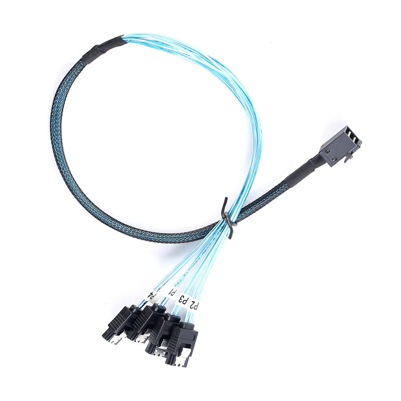 SFF-8643 to SATA:0.5M Mini SAS to SATA Cable Mini SAS Breakout Cable SFF 8643 to SATA Mini SAS HD to SATA SAS to 4X SATA Breakout Cable (1.6FT) 1.6FT 1PACK