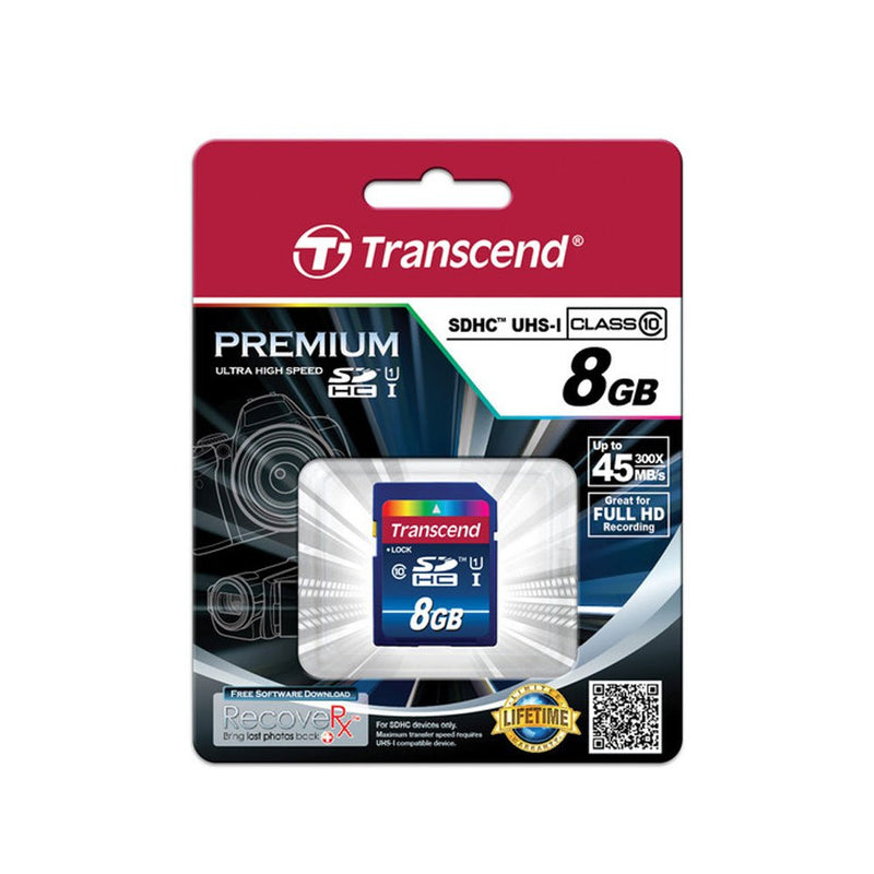 Transcend 8GB SDHC Memory Card Premium Class 10 UHS-I (Pack of 5) TS8GSDU1 - Top Value Bundle