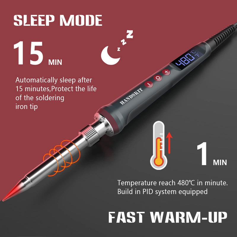 Soldering Iron Set 200 W 220 V, Soldering Iron with LED Display, 6 in 1 Soldering Set with Temperature Adjustable 180-480 °C, 3 Soldering Tips, Soldering Iron Stand, Soldering Iron for Soldering Large 927-200w-new