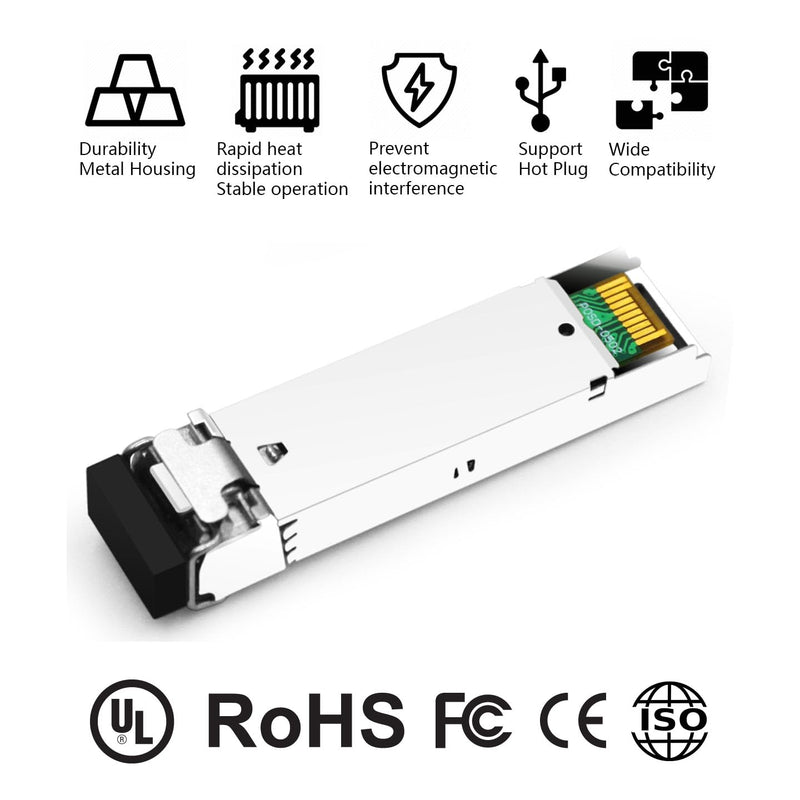 1G BiDi SFP Optical Transceiver for Cisco MGBBX1D | 1490nm-TX/1310nm-RX 20km Simplex LC SMF 1000BASE-BX: 1490nm-TX/1310nm-RX 20km 1
