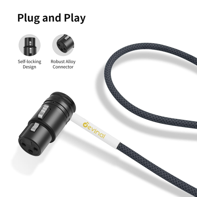 [AUSTRALIA] - Devinal Rotatable Right-Angle XLR Cable, Adjustable-Angle Low-Profile XLR Microphone Adapter Connector, Right-Angle Mic Cord on Both Ends (Male and Female) 0.8 FT 2 pcs Angle Male to Angle Female 1FT 