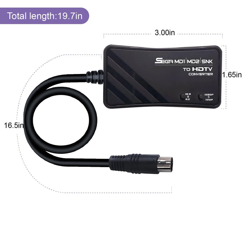 HDMI Cable for Sega Genesis MD1/MD2,SNK Consoles, Supports 1080P/720P Switching and Aspect Ratio Switching 16:9/4:3.
