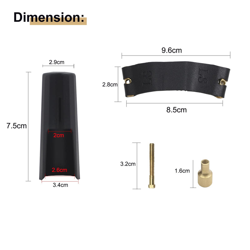 [AUSTRALIA] - PU Leather Alto Saxophone Ligature Clip Fastener with Saxophone Mouthpiece Plastic Cap For Alto Sax Saxophone 