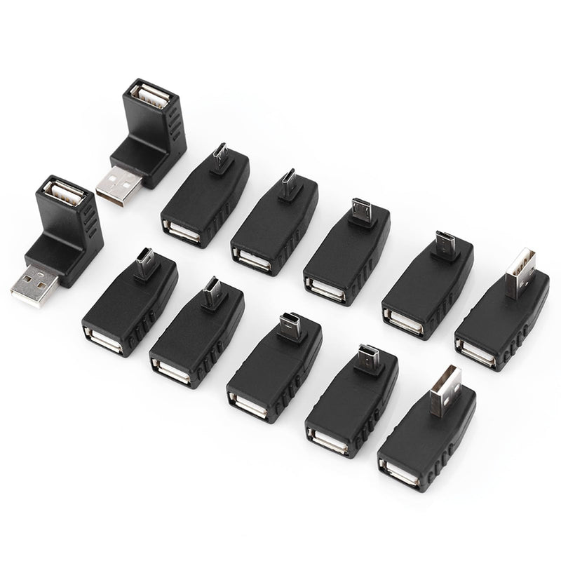 USB Adapter Kit, 40Pack Plug and Play Angled Mini Micro Type B Male Female Converters Connectors Type C Female to Micro USB Male Adapter for USB 2.0 Adapters