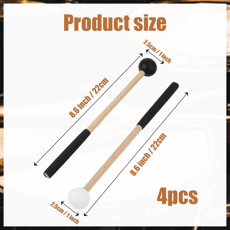 [AUSTRALIA] - 2 Pairs Xylophone Mallets, 8.6 Inch Rubber Percussion Sticks with Soft Rubber Handle, for Glockenspiel Marimba Timpani Tongue Drum Bell 