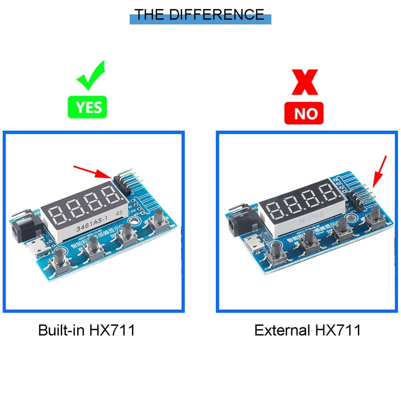 Youmile HX711 Digital Load Cell Module A/D Module Weight Pressure Sensor Display 24 Bit Weighing Device Electronic Scale Display Meter with Micro USB Cable Stand not included