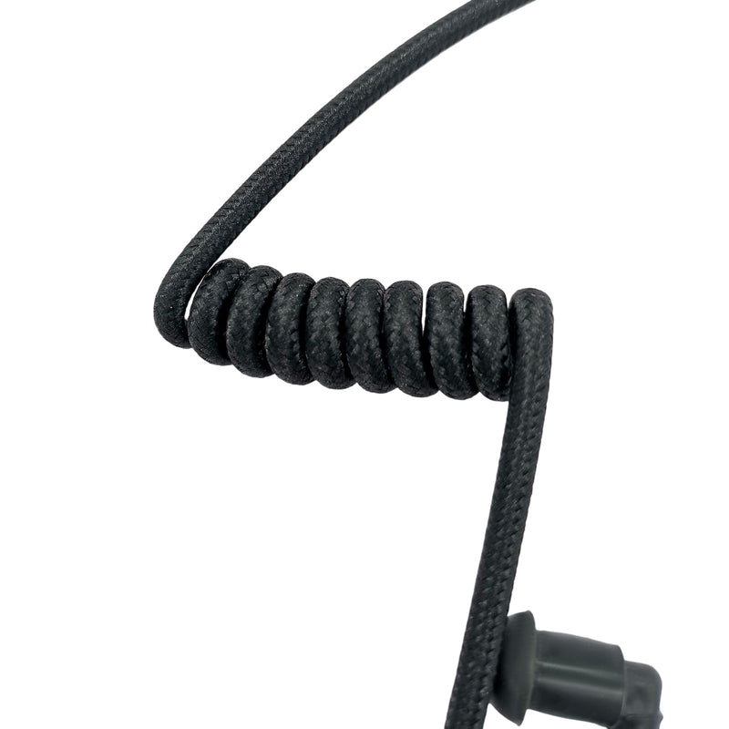 [AUSTRALIA] - Radio Earpiece Accessories Braided Acoustic Coil Tube Kinitted Fabric Nylon Moisture-Resistant Replacement with Ear Piece Tips (Black) Black 
