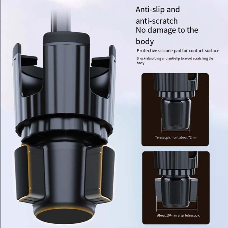 Cup Holder Phone Mount for Car, Upgraded 2 in 1 Car Phone Mount with Adjustable Long Gooseneck and Stretchable Cup Holder,Compatible with iPhone & Android & All Smartphones (Black)