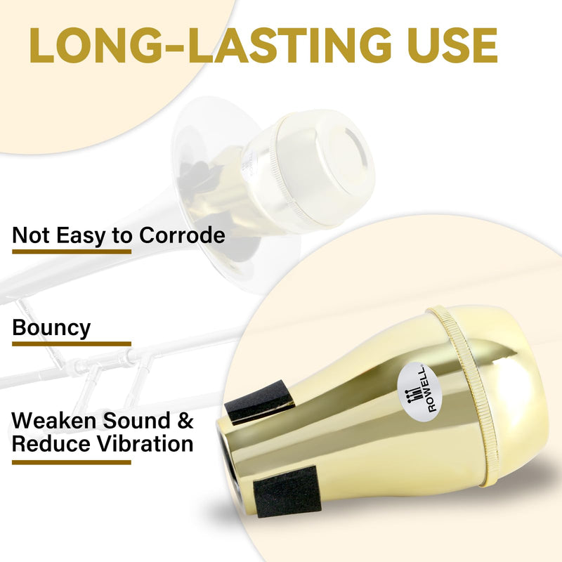 ROWELL Trombone Mute ABS Trombone Mutes Silencer Lightweight Gold Trombone Mute Trombone Mutes with High Density Sponge Interface,Mute for Teaching and Learning Trombone